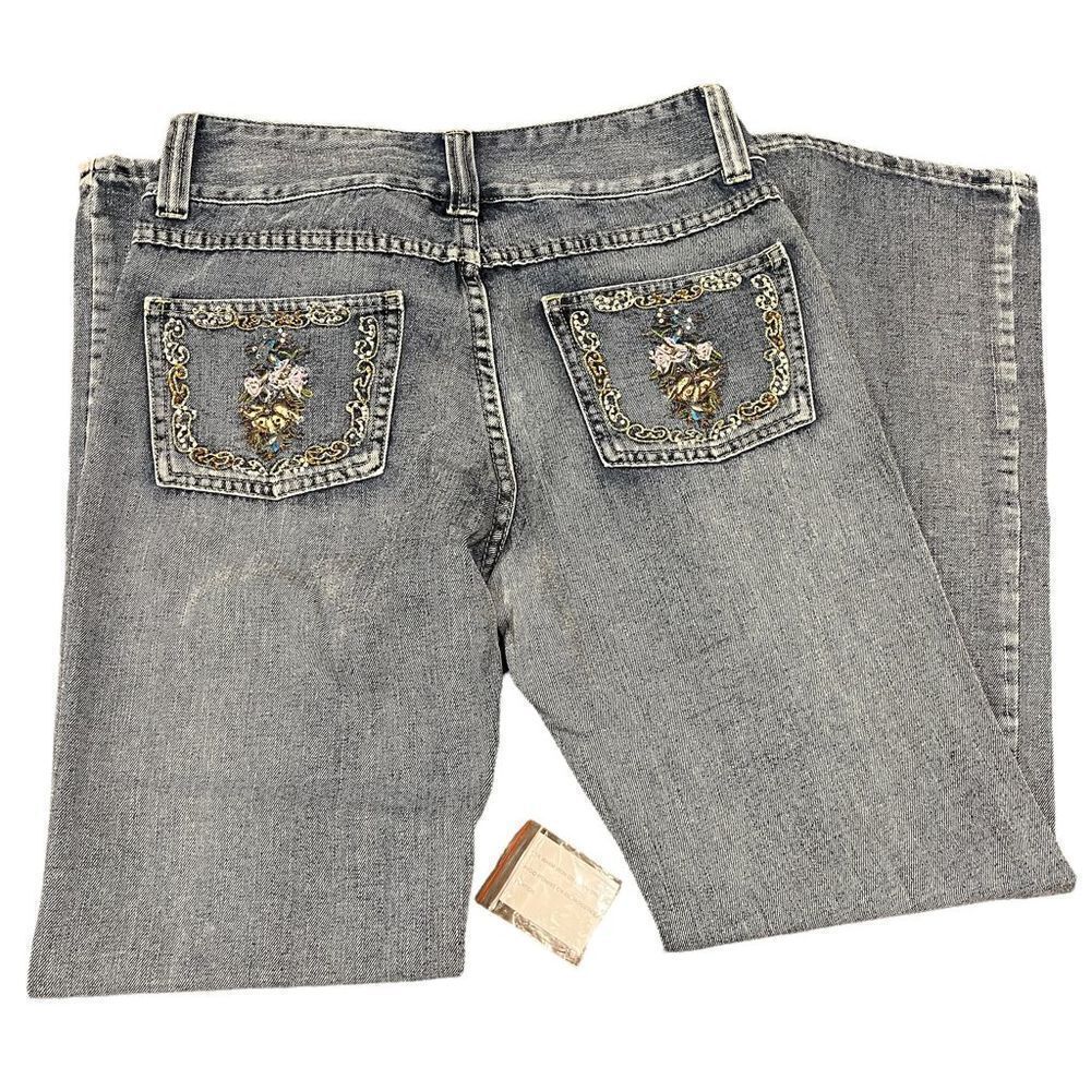 Newport News Embellished & Embroidered Wide Leg Jeans Women’s Size 6